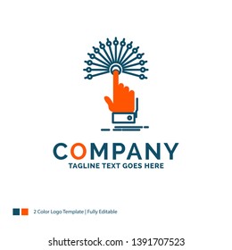 reach, Touch, destination, digital, analytic Logo Design. Blue and Orange Brand Name Design. Place for Tagline. Business Logo template.