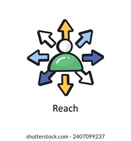 Reach vector Filled outline doodle Design illustration. Symbol on White background EPS 10 File 