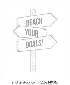 reach your goals multiple destination line street sign isolated over a white background