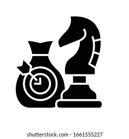 Atingidos: ícone preto de metas, ilustração conceitual, símbolo plano de vetor, sinal de glifo.