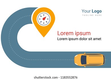 reached on time, just traveling by car, editable vector illustration file