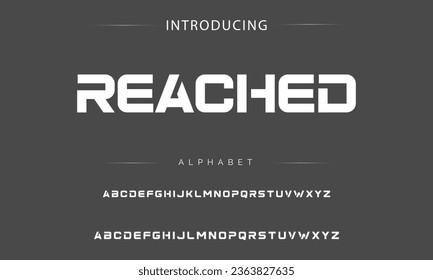 Reached Sport Modern Italic Alphabet Font. Typography urban style fonts for technology, digital, movie logo design. vector illustration