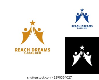 Reaching Dream Logo, Abstract human Reach dreams, success, goal creative symbol idea logo concept.