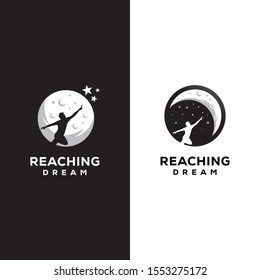 reaching dream logo, night dream logo for your brand