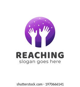 reaching dream or success gradient logo design