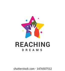 Reaching Dreams Logo Design Template. Dream star logo. Emblem, Colorful, Creative Symbol, Icon