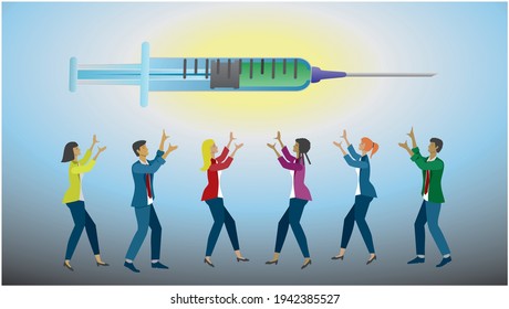 Reaching to get vaccine. Vector illustration.