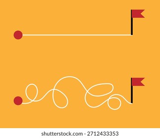 Alcançando uma meta de expectativa versus realidade. Motivação para agir e construir uma arte vetorial de negócios