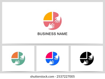 Reaching Hand Inside Pie Chart Logo Design