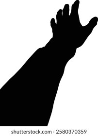 Reaching hand silhouette, isolated on white. A simple, powerful graphic.