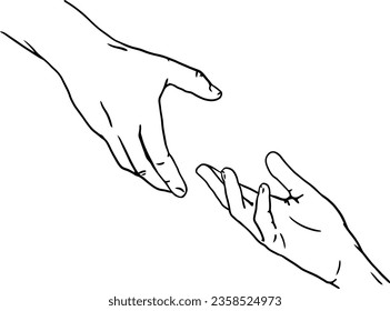 Reaching helping hand vector illustration