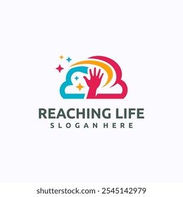 Reaching logo design template. Dream and achievement concept. Creative vector symbol.