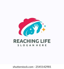 Reaching logo design template. Dream and achievement concept. Creative vector symbol.