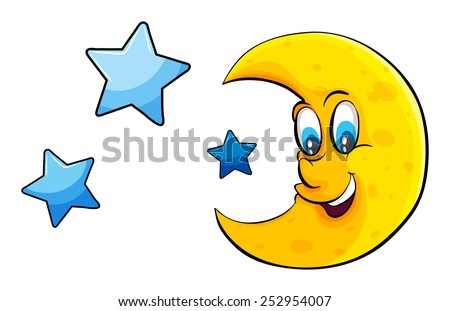 Reaching the moon and stars idiom on a white background