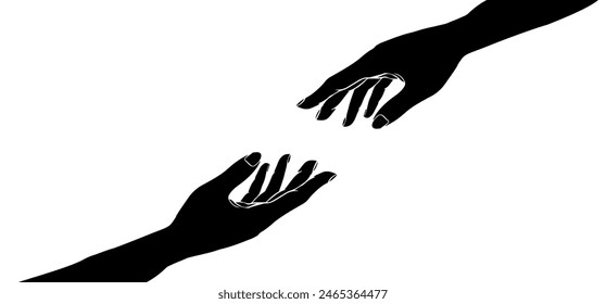 Reaching Out - Abstract Black and White Hands Silhouette