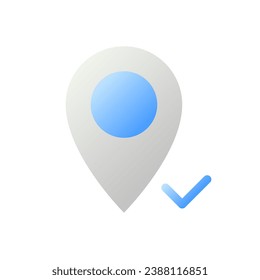 Reaching pinned destination flat gradient two-color ui icon. Approved place on map. GPS navigation. Simple filled pictogram. GUI, UX design for mobile application. Vector isolated RGB illustration