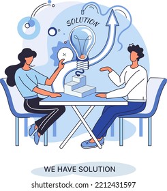 Alcanzar una solución como resultado del trabajo del equipo de negocios. Empleados de inicio. Pensamiento de objetivos. Construcción de cooperación por parte de la agencia crear equipo. Metáfora, decisión y trabajo en equipo de gestión creativa y exitosa