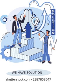 Lösung durch die Arbeit des Geschäftsteams. Startup-Mitarbeiter. Goal Thinking. Aufbau der Zusammenarbeit nach Agenturgruppe, um Team zu schaffen. Kreativ erfolgreiches Management, Entscheidungsfindung und Teamwork