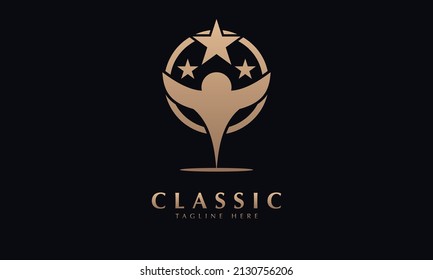 Reaching star abstract monogram vector logo template