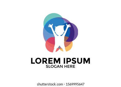 Reaching Star fun logo, Online Learning logo designs vector, Kids Dream logo, Reach Dreams logo