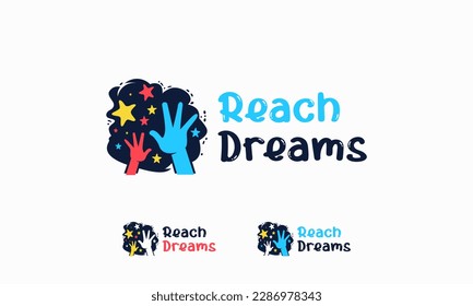 Reaching Star fun logo, Online Learning logo designs vector, Kids Dream logo, Reach Dreams logo