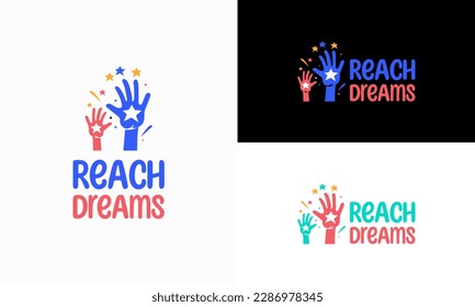 Reaching Star fun logo, Online Learning logo designs vector, Kids Dream logo, Reach Dreams logo