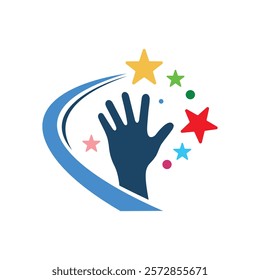 Reaching Star fun logo, Online Learning logo designs vector, Kids Dream logo