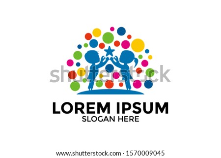 Reaching Star fun logo, Online Learning logo designs vector, Kids Dream logo, Reach Dreams logo