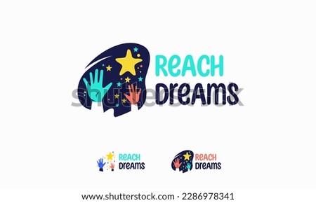 Reaching Star fun logo, Online Learning logo designs vector, Kids Dream logo, Reach Dreams logo Stock photo © 