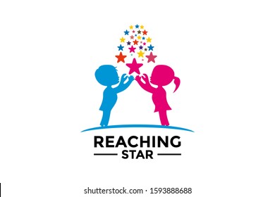 Reaching Star logo Design Template, Dream star logo Icon