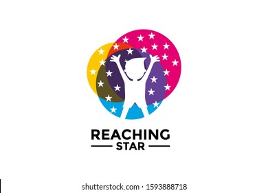 Reaching Star logo Design Template, Dream star logo Icon