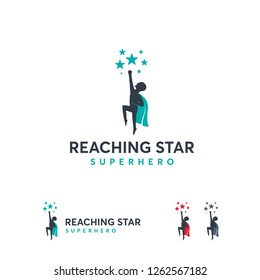 Reaching Star logo designs concept vector, Super Kids logo template