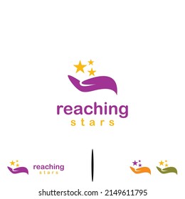 Reaching Star Logo, Hand Give Star Logo Design Icon Template