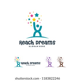 Reaching Star logo, , Online Learning logo designs vector, Kids Dream logo, Reach Dreams logo