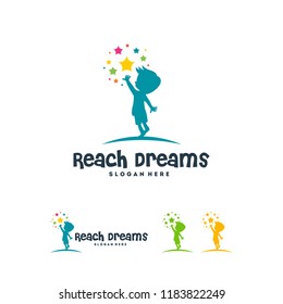 Reaching Star logo, Online Learning logo designs vector, Kids Dream logo, Reach Dreams logo