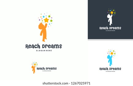 Reaching Star logo, Online Learning logo designs vector, Kids Dream logo, Reach Dreams logo