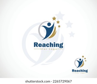 reaching star logo people abstract education school icon design