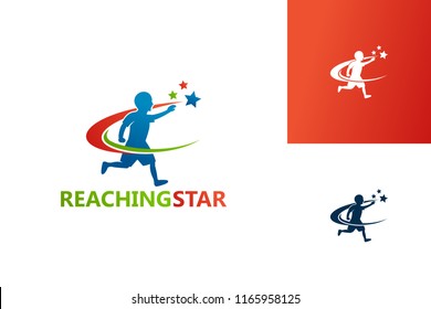 Reaching Star Logo Template Design Vector, Emblem, Design Concept, Creative Symbol, Icon
