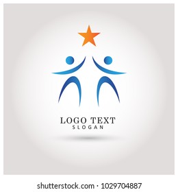 Reaching Star and Success Logo. Symbol and Icon Vector Template