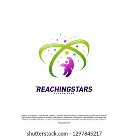 Reaching Stars Logo Design Concept Vector. Child Dream star logo. Colorful, Creative Symbol, Icon