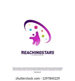 Reaching Stars Logo Design Concept Vector. Child Dream star logo. Colorful, Creative Symbol, Icon