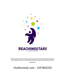 Reaching Stars Logo Design Concept Vector. Child Dream star logo. Colorful, Creative Symbol, Icon