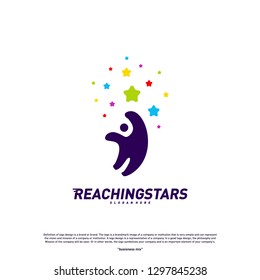 Reaching Stars Logo Design Concept Vector. Child Dream star logo. Colorful, Creative Symbol, Icon