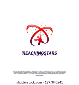 Reaching Stars Logo Design Concept Vector. Child Dream star logo. Colorful, Creative Symbol, Icon