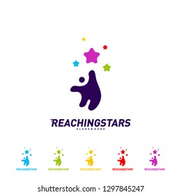 Reaching Stars Logo Design Concept Vector. Child Dream star logo. Colorful, Creative Symbol, Icon