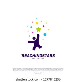 Reaching Stars Logo Design Concept Vector. Child Dream star logo. Colorful, Creative Symbol, Icon