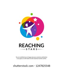 Reaching Stars Logo Design Template. Dream star logo. Emblem, Colorful, Creative Symbol, Icon