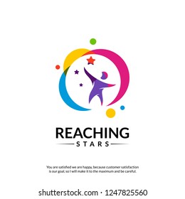 Reaching Stars Logo Design Template. Dream star logo. Emblem, Colorful, Creative Symbol, Icon