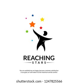 Reaching Stars Logo Design Template. Dream star logo. Emblem, Colorful, Creative Symbol, Icon