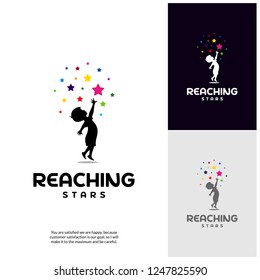 Reaching Stars Logo Design Template. Dream star logo. Emblem, Colorful, Creative Symbol, Icon